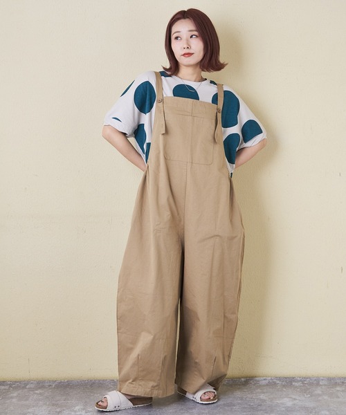 CUBE SUGAR(キューブシュガー)の「ドットプリント汗染み防止加工ドルマンTシャツ(Tシャツ/カットソー・レディース・ホワイト/マルチ/スミクロ/グレイッシュベージュ・M)」の13枚目の写真