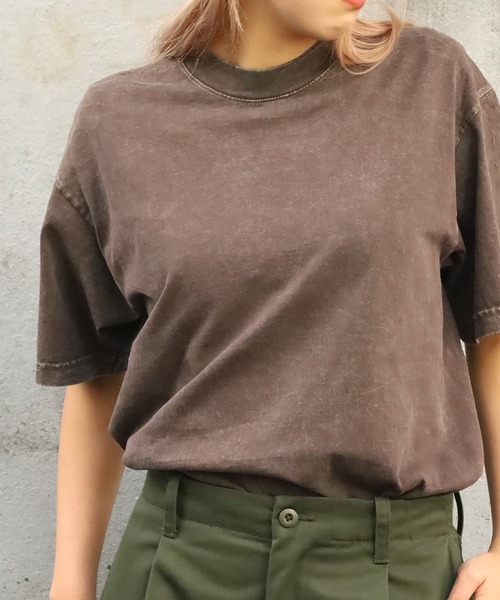 LOS ANGELES APPAREL（ロサンゼルスアパレル）の「LOS ANGELES APPAREL/ロサンゼルスアパレル 6.5OZ MINERAL WASH CREW NECK T-SHIRT 半袖Tシャツ ウォッシュ加工 オーバーサイズ（Tシャツ/カットソー・メンズ・ライム/アッシュグレー/ダークブラウン・S/M/L/XL）」の5枚目の写真