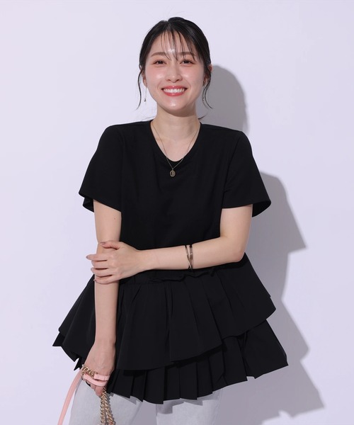 Apuweiser-riche（アプワイザーリッシェ）の「プリーツレイヤードカットソー（Tシャツ/カットソー・レディース・ホワイト/ブラック・1/2）」の5枚目の写真