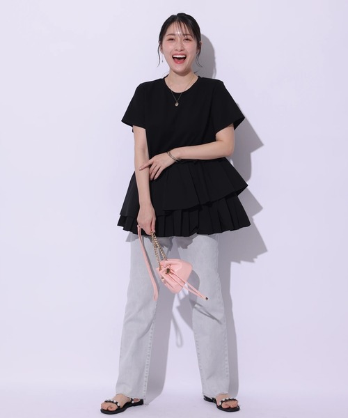Apuweiser-riche（アプワイザーリッシェ）の「プリーツレイヤードカットソー（Tシャツ/カットソー・レディース・ホワイト/ブラック・1/2）」の9枚目の写真