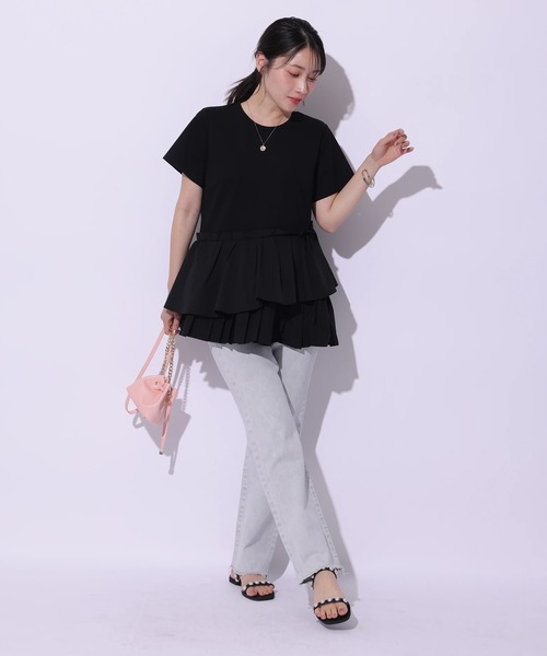 新品♡Apuweiser-riche プリーツレイヤード　ペプラムカットソー Apuweiser-riche（アプワイザーリッシェ）の「プリーツ