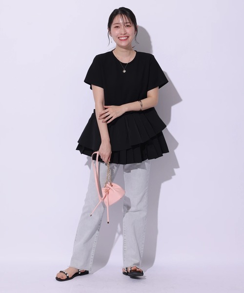 Apuweiser-riche（アプワイザーリッシェ）の「プリーツレイヤードカットソー（Tシャツ/カットソー・レディース・ホワイト/ブラック・1/2）」の13枚目の写真