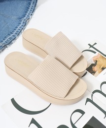 AAA+FEMININE 厚底 コンフォート ニットサンダル