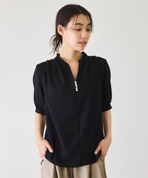 ジャイロ JAYRO パールボタンフラワーモチーフ刺繍シアーブラウス  （ブラック） ジャイロ JAYRO フラワーレーススカート C34－490 （クロ