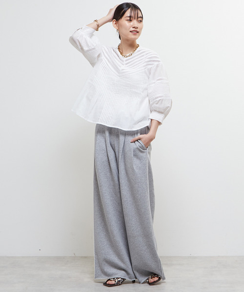 SOFFITTO（ソフィット）の「ウエストゴムタック入りスウェットパンツ（スウェットパンツ・レディース・ネイビー/トップグレー・M/S）」の9枚目の写真