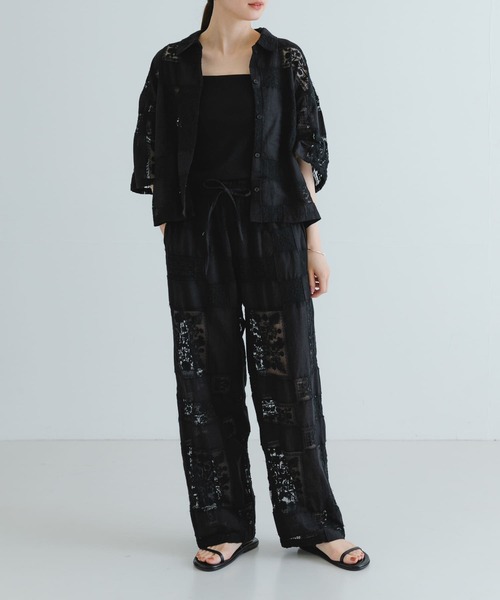 crinkle crinkle crinkle embroidey パンツ crinkle crinkle crinkle velvet embroidery pants[UW46-CC-3023