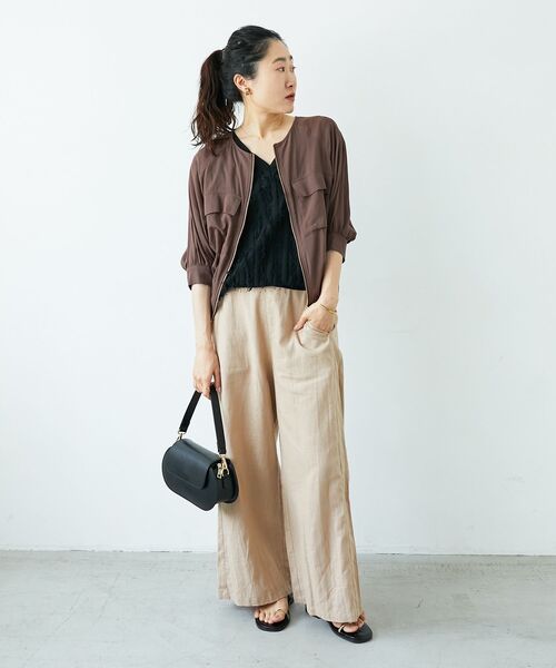 le.coeur blanc（ルクールブラン）の「《手洗い可能》フリンジVネックフレンチニット（ニット/セーター・レディース・ブラック/オフホワイト・38）」の15枚目の写真