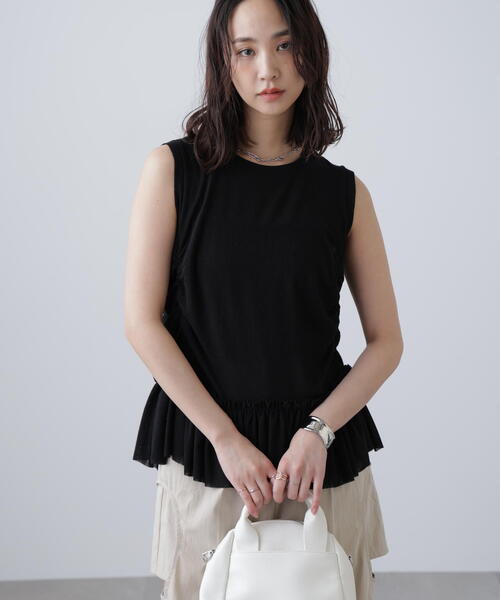 FREE'S MART(フリーズマート)の「◆シアーフリルタンクトップ(Tシャツ/カットソー・レディース・イエロー/ホワイト/ブラック・FREE)」の21枚目の写真