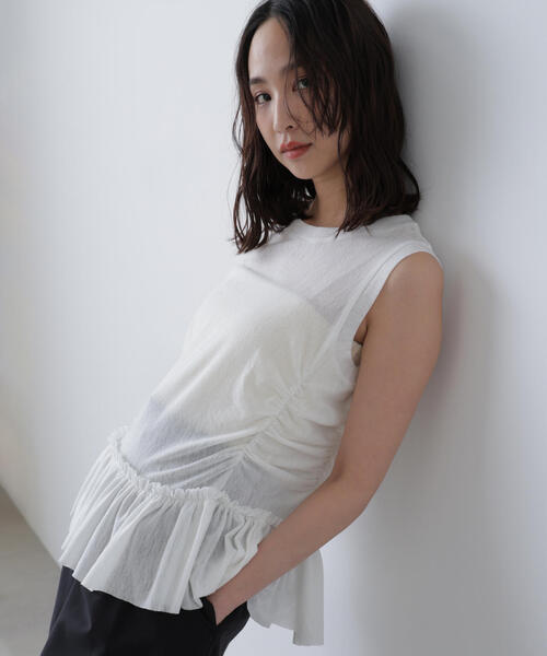 FREE'S MART(フリーズマート)の「◆シアーフリルタンクトップ(Tシャツ/カットソー・レディース・イエロー/ホワイト/ブラック・FREE)」の11枚目の写真