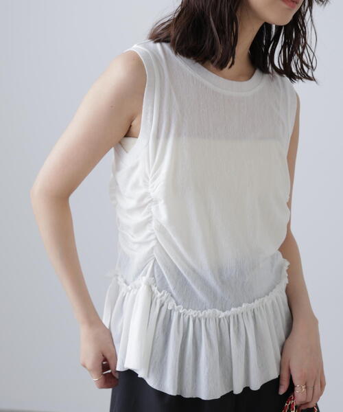 FREE'S MART(フリーズマート)の「◆シアーフリルタンクトップ(Tシャツ/カットソー・レディース・イエロー/ホワイト/ブラック・FREE)」の12枚目の写真