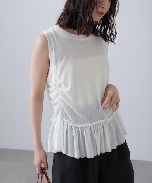 FREE'S MART(フリーズマート)の「◆シアーフリルタンクトップ(Tシャツ/カットソー・レディース・イエロー/ホワイト/ブラック・FREE)」の13枚目の写真