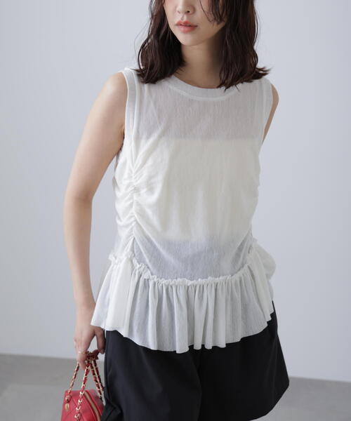 FREE'S MART(フリーズマート)の「◆シアーフリルタンクトップ(Tシャツ/カットソー・レディース・イエロー/ホワイト/ブラック・FREE)」の14枚目の写真