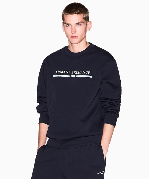 ARMANI EXCHANGE(アルマーニエクスチェンジ)の「【A|X アルマーニ エクスチェンジ】AXロゴ スウェットプルオーバー(スウェット・メンズ・オフホワイト/ダークネイビー・LARGE/MEDIUM/SMALL/X-LARGE/X-SMALL/XX-LARGE)」の2枚目の写真