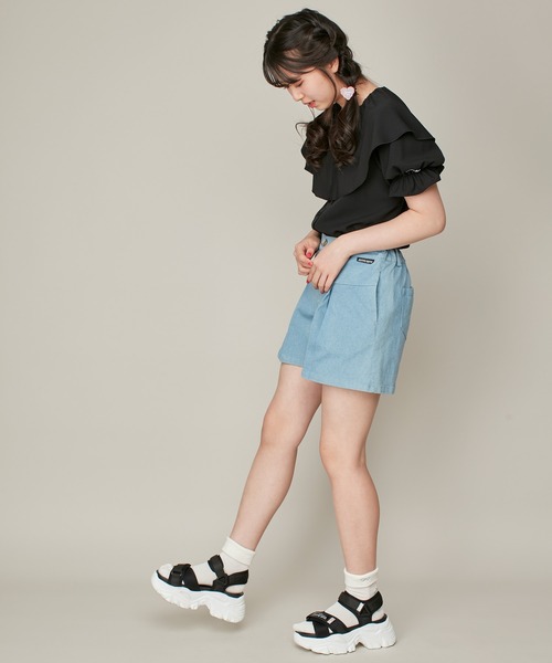 JENNI love（ジェニィラブ）の「ケープえりブラウス（シャツ/ブラウス・キッズ・サックスブルー/オフホワイト/ブラック・130cm/140cm/150cm/160cm）」の9枚目の写真