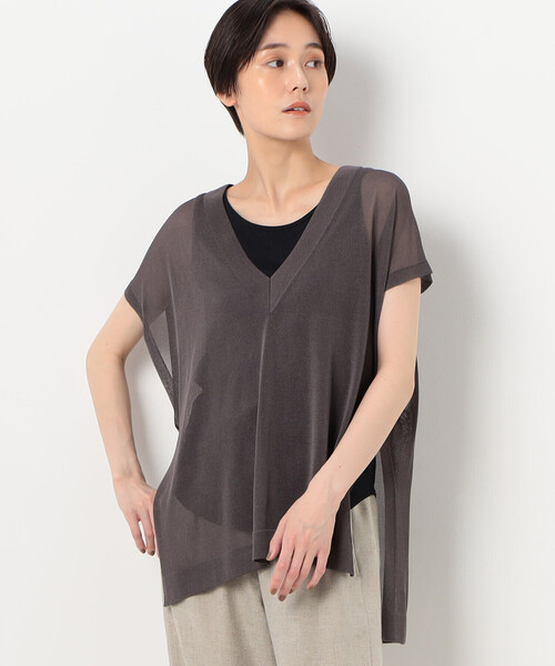 Gabardine K.T（ギャバジンケーティー）の「【前後２ＷＡＹ】ドライタッチレーヨン シアーニットベスト（ニット/セーター・レディース・ネイビー・9号）」の5枚目の写真