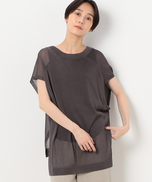 Gabardine K.T（ギャバジンケーティー）の「【前後２ＷＡＹ】ドライタッチレーヨン シアーニットベスト（ニット/セーター・レディース・ネイビー・9号）」の6枚目の写真