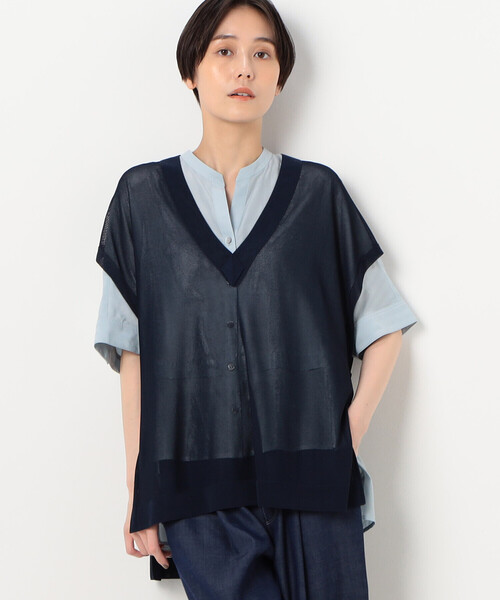 Gabardine K.T（ギャバジンケーティー）の「【前後２ＷＡＹ】ドライタッチレーヨン シアーニットベスト（ニット/セーター・レディース・ネイビー・9号）」の8枚目の写真