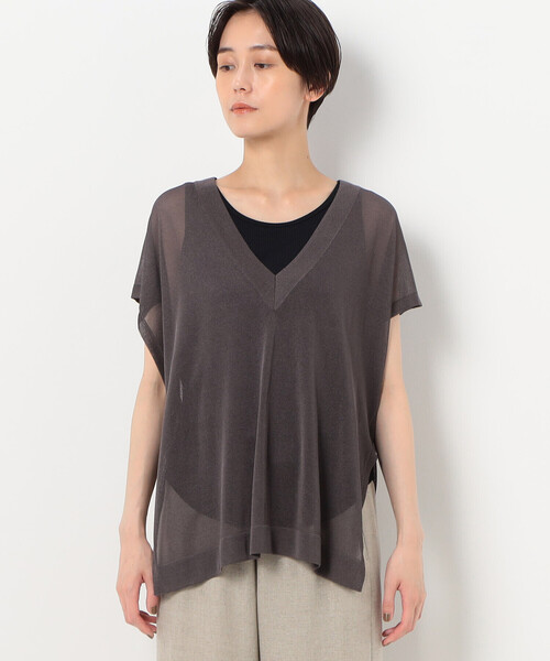 Gabardine K.T（ギャバジンケーティー）の「【前後２ＷＡＹ】ドライタッチレーヨン シアーニットベスト（ニット/セーター・レディース・ネイビー・9号）」の9枚目の写真