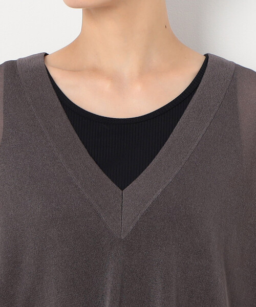 Gabardine K.T（ギャバジンケーティー）の「【前後２ＷＡＹ】ドライタッチレーヨン シアーニットベスト（ニット/セーター・レディース・ネイビー・9号）」の12枚目の写真