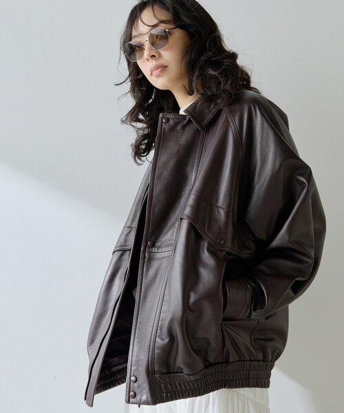 ウィム　レザーブルゾン WYM LIDNM（ウィム バイ リドム）の「ARTIFICIAL GRAIN MILITARY