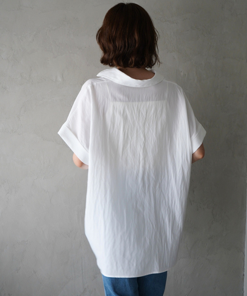 qualite scape（カリテ スケープ）の「ウエストタックスキッパー半袖シャツ/オフィスカジュアル（シャツ/ブラウス・レディース・イエロー/ブルー/ホワイト・フリー）」の13枚目の写真