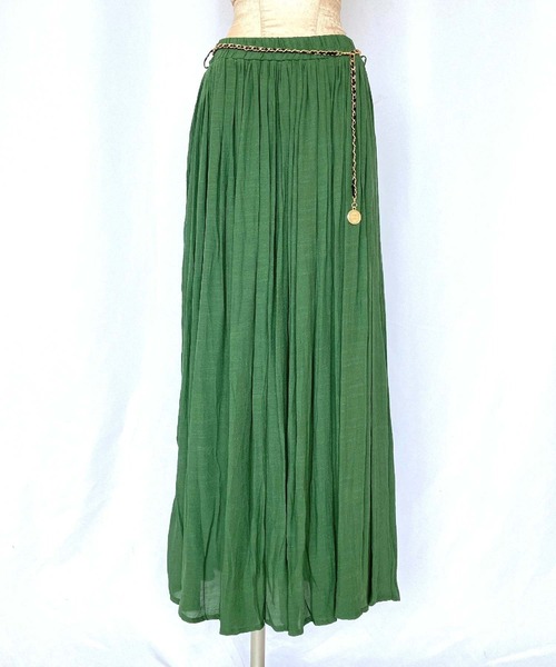 Q（キュー）の「カラーギャザースカート（スカート・レディース・グリーン/ブラック・MEDIUM）」の7枚目の写真