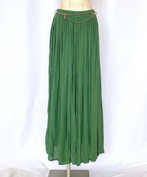 Q（キュー）の「カラーギャザースカート（スカート・レディース・グリーン/ブラック・MEDIUM）」の11枚目の写真