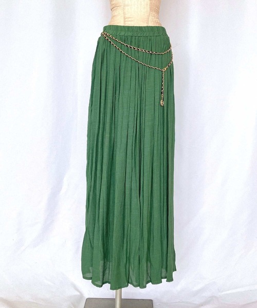 Q（キュー）の「カラーギャザースカート（スカート・レディース・グリーン/ブラック・MEDIUM）」の10枚目の写真