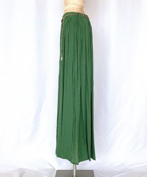 Q（キュー）の「カラーギャザースカート（スカート・レディース・グリーン/ブラック・MEDIUM）」の8枚目の写真