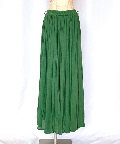 Q（キュー）の「カラーギャザースカート（スカート・レディース・グリーン/ブラック・MEDIUM）」の12枚目の写真