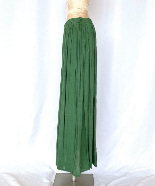 Q（キュー）の「カラーギャザースカート（スカート・レディース・グリーン/ブラック・MEDIUM）」の13枚目の写真