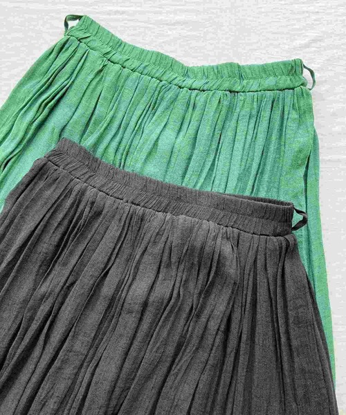 Q（キュー）の「カラーギャザースカート（スカート・レディース・グリーン/ブラック・MEDIUM）」の15枚目の写真