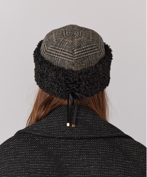 Chapeau d' O(シャポードオー)の「Chapeau d' O CheckxBoa Toque Watch / シャポードオー(ハット・レディース・ブラック/ブラウン/ベージュ・M/57.5cm)」の5枚目の写真