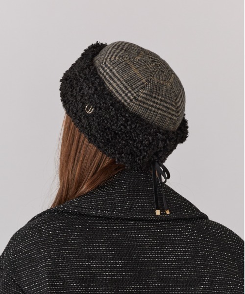 Chapeau d' O(シャポードオー)の「Chapeau d' O CheckxBoa Toque Watch / シャポードオー(ハット・レディース・ブラック/ブラウン/ベージュ・M/57.5cm)」の6枚目の写真