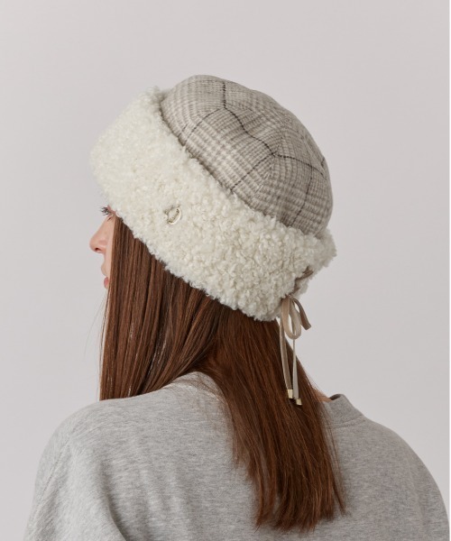 Chapeau d' O(シャポードオー)の「Chapeau d' O CheckxBoa Toque Watch / シャポードオー(ハット・レディース・ブラック/ブラウン/ベージュ・M/57.5cm)」の12枚目の写真