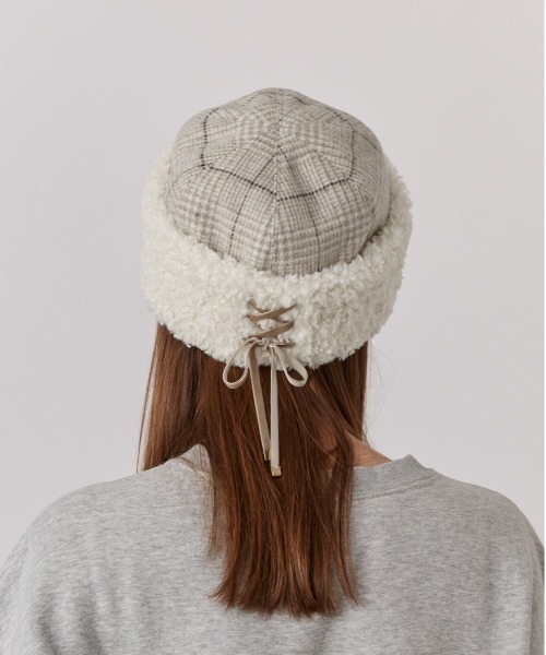 Chapeau d' O(シャポードオー)の「Chapeau d' O CheckxBoa Toque Watch / シャポードオー(ハット・レディース・ブラック/ブラウン/ベージュ・M/57.5cm)」の13枚目の写真