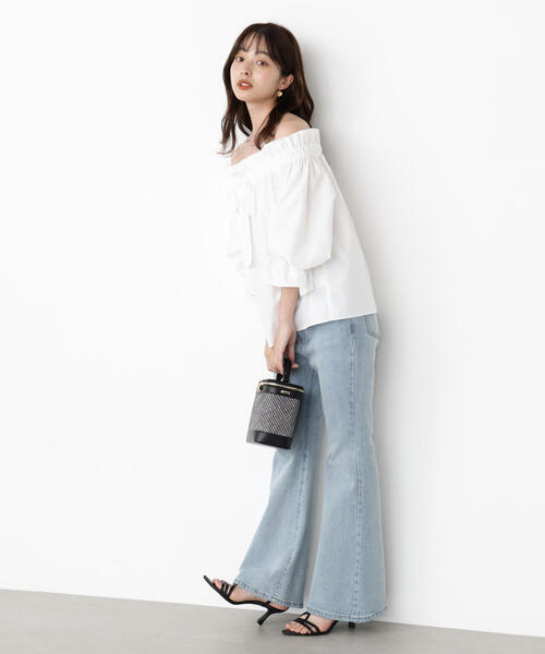 PROPORTION BODY DRESSING（プロポーションボディドレッシング）の「＜ウォッシャブル＞リボン付きオフショルブラウス / 1215210801（シャツ/ブラウス・レディース・ブルー/ホワイト・FREE）」の8枚目の写真