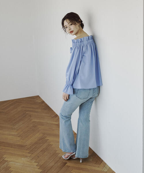 PROPORTION BODY DRESSING（プロポーションボディドレッシング）の「＜ウォッシャブル＞リボン付きオフショルブラウス / 1215210801（シャツ/ブラウス・レディース・ブルー/ホワイト・FREE）」の13枚目の写真