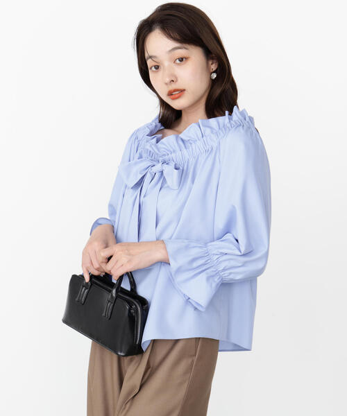 PROPORTION BODY DRESSING（プロポーションボディドレッシング）の「＜ウォッシャブル＞リボン付きオフショルブラウス / 1215210801（シャツ/ブラウス・レディース・ブルー/ホワイト・FREE）」の15枚目の写真