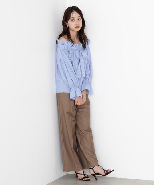PROPORTION BODY DRESSING（プロポーションボディドレッシング）の「＜ウォッシャブル＞リボン付きオフショルブラウス / 1215210801（シャツ/ブラウス・レディース・ブルー/ホワイト・FREE）」の19枚目の写真