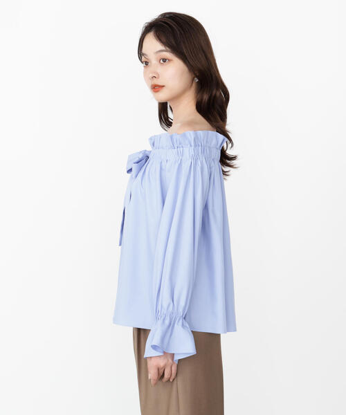 PROPORTION BODY DRESSING（プロポーションボディドレッシング）の「＜ウォッシャブル＞リボン付きオフショルブラウス / 1215210801（シャツ/ブラウス・レディース・ブルー/ホワイト・FREE）」の22枚目の写真