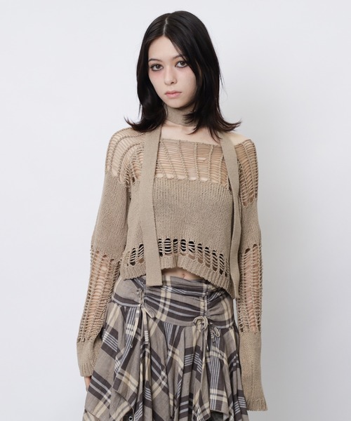 ストール付きかぎ編みショートトップス SPIRALGIRL│SPIRALGIRL