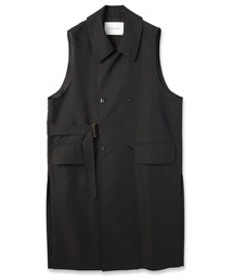 CULLNI(Nj)Chambray Gabardine Tie Locken Long Vest(`FX^[R[g)