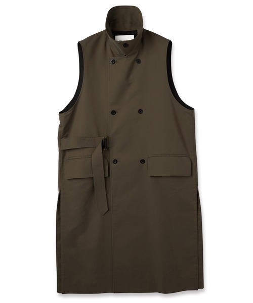 CULLNI（クルニ）の「Chambray Gabardine Tie Locken Long Vest（チェスターコート・メンズ・カーキ/ブラック/ネイビー・1/0/2）」の7枚目の写真