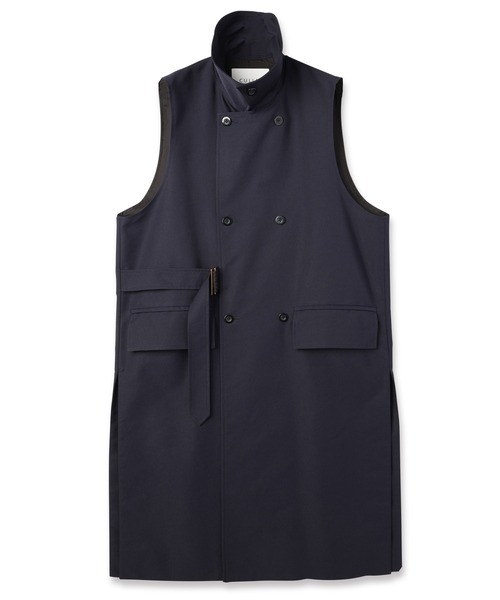 CULLNI（クルニ）の「Chambray Gabardine Tie Locken Long Vest（チェスターコート・メンズ・カーキ/ブラック/ネイビー・1/0/2）」の14枚目の写真