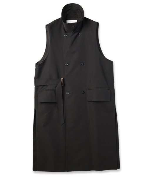 CULLNI（クルニ）の「Chambray Gabardine Tie Locken Long Vest（チェスターコート・メンズ・カーキ/ブラック/ネイビー・1/0/2）」の20枚目の写真