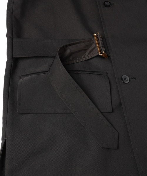 CULLNI(クルニ)の「Chambray Gabardine Tie Locken Long Vest(チェスターコート・メンズ・カーキ/ブラック/ネイビー・1/0/2)」の22枚目の写真