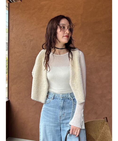 LAGUNAMOON（ラグナムーン）の「ミニシャギーニットベスト（ベスト・レディース・アイボリー/グレー・FREE）」の3枚目の写真