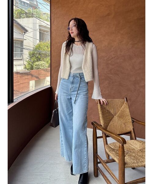 LAGUNAMOON（ラグナムーン）の「ミニシャギーニットベスト（ベスト・レディース・アイボリー/グレー・FREE）」の4枚目の写真