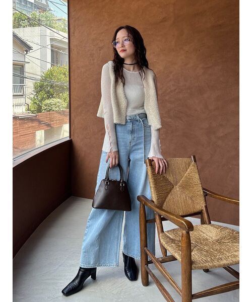 LAGUNAMOON（ラグナムーン）の「ミニシャギーニットベスト（ベスト・レディース・アイボリー/グレー・FREE）」の5枚目の写真